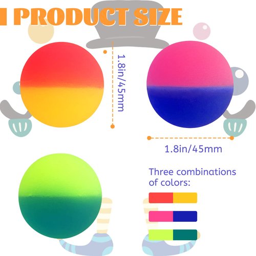 Irrmshr 18 Pcs Bouncy Balls for Kids,45 mm Jumbo Super Bouncy Balls,Rubber High Bouncing Balls in Bright Assorted Multi Colors for Boys Girls Birthday Party Favors Carnival Prizes