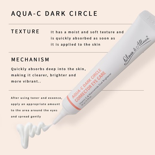 Olivia & Allison AQUA-C DARK CIRCLE CORRECTOR EYE CARE/K BEAUTY/VITAMIN C/NIACINAMIDE/DUAL BRIGHTENER / 0.70oz