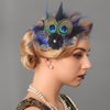 Yokawe 1920s Feather Hair Clip Elegant Black Peacock Feather Hair Clips with Flowers Gatsby Party Head Accessories for Women