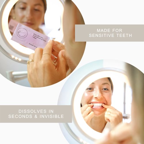 ELIMS Teeth Whitening Strips for Sensitive Teeth 21 Treatments – Food-Grade & Made by Dentists - Whiten Up to 7 Shades - Dissolving Mess-Free Application - Visible Results in 14 Days - 42 Strips