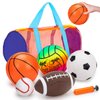 5 Pack Sports Balls Set for Kids with Bag Includes Football Soccer Basketball Baseball Volleyball Fun Indoor Outdoor Toys Sport Soft Bouncy Playground Kickball Hand Pump Toddler 1-3 2-4 3-5 5-7 Gifts