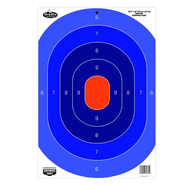 Birchwood Casey Non-Adhesive Dirty Bird White Splattering 16.5" X 24" Practice Shooting Targets for Indoor and Outdoor Use, Blue/Orange Target - 3 Targets
