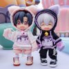 BJD Clothes Cat Hooded Sweater Coat for OB11, Molly,GSC, YMY , 1/12bjd Doll Clothes Accessories (Black-Purple2)