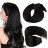Lovrio 22" 20pcs 50g Tape in Hair Extensions Black Hair Color Jet Black Silky Straight Tape ins Huamn Hair