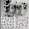 MAIOUSU STORE Nail Art Stickers, 12 Sheets Cute Milk Cartoon Water Transfer Nail Decals Nail Stickers with Assorted Patterns Milk Cow Animal Leopard Heart Design DIY Nail Art Decoration