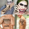 TASROI 5 Sheets 3D Joker Tattoos Hand Face Halloween Makeup Kit, Smile Face Ghost Clown Damaged Joker Temporary Tattoo For Men Women Adults, Scary Prisoner Fake Tattoo Stickers Halloween