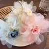 Rannyrena Acrylic Claw Hair Clip with Flower Elegant Handmade Floral Hair Piece Faux Rose Flower Hair Accessory for Wedding Festival Everyday (Blue)