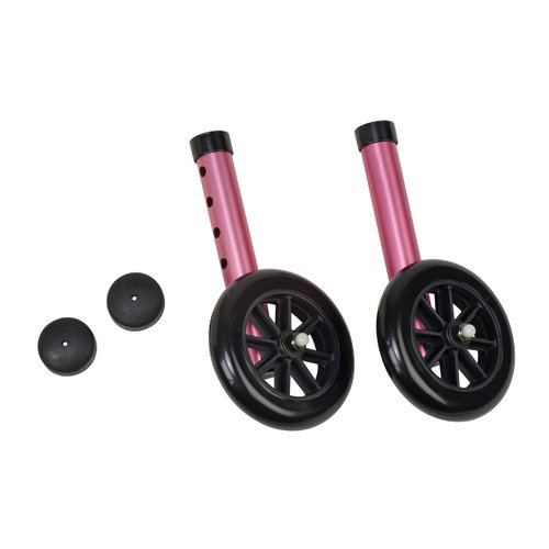 MABIS Walker Wheels with Glide Caps, Pink, One Pair