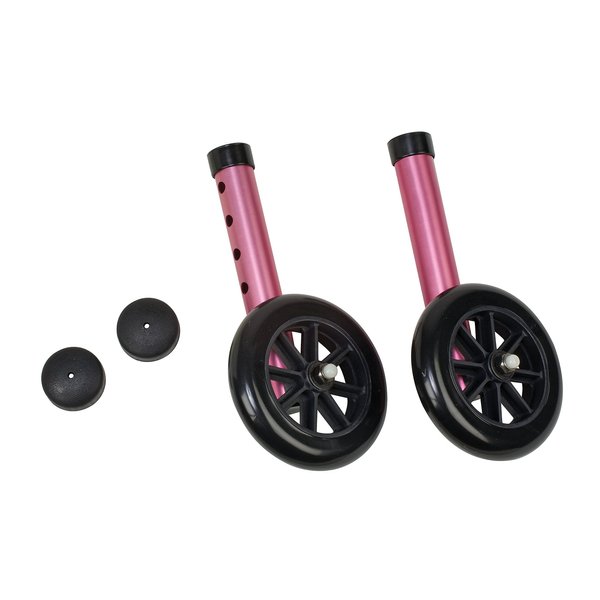 MABIS Walker Wheels with Glide Caps, Pink, One Pair