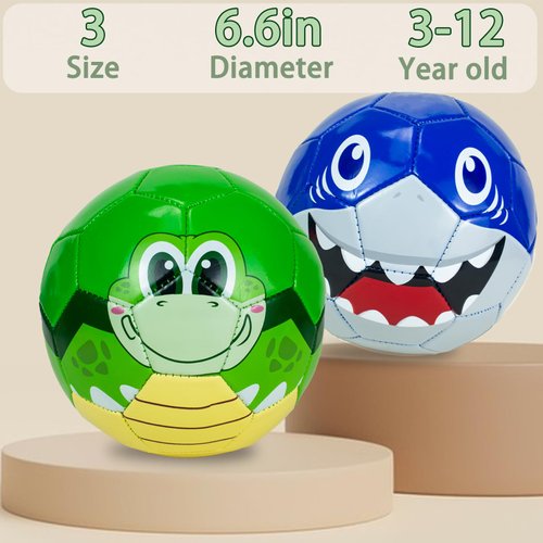 Ynanimery 2 Pack Soccer Ball Size 3 Soccer Balls for Kids, Soccer Balls for Indoor Outdoor Games, Cartoon Sport Ball for Toddlers Kids Pool Beach Garden Backyard Sports Play Games