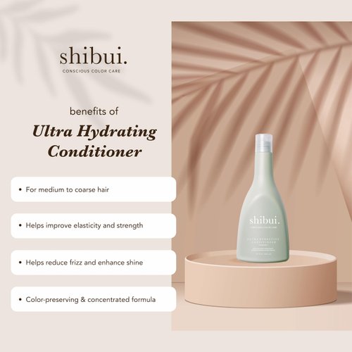 SHIBUI Ultra Hydrating Conditioner, Moisture-Rich Conditioning & Color Protection with Shea Butter & Hyaluronic Acid, For Medium to Textured Hair, Color-Safe & Silicone-Free, 12 Fl Oz