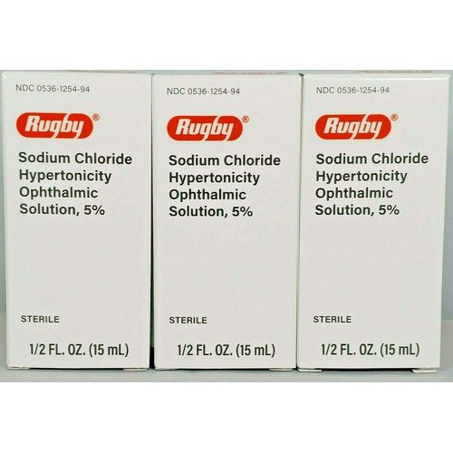 Rugby Sodium Chloride Ophthalmic Solution Eye Drops 5% 15mL - Pack of 3