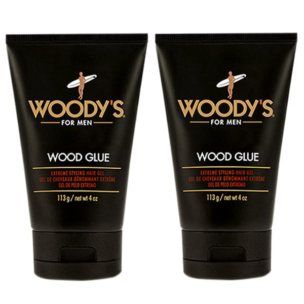 Woody's Hair Styling Wood Glue Extreme Hair Gel for Men, Ultimate Hold for Bold, Long Lasting Hairstyles, 4 Fl Oz (2 Pack)