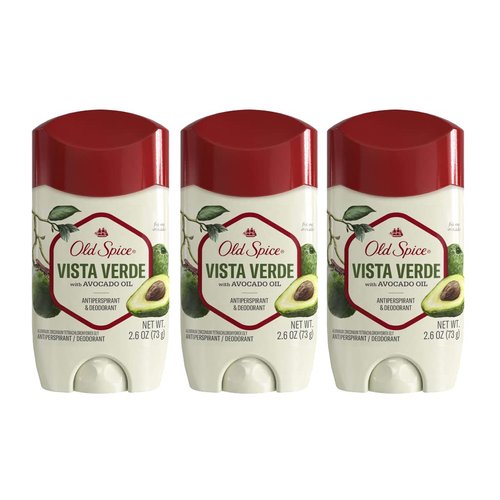 Old Spice Vista Verde Avocado Oil Antiperspirant Deodorant for Men, 2.6 oz (Pack of 3)