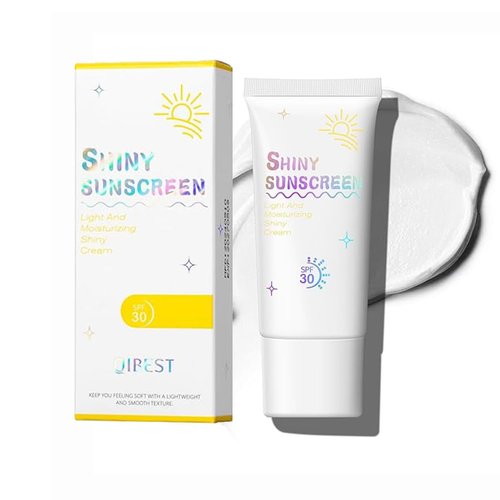 Shimmer Face Primer with SPF 30, Brightening Fine Glitter Sunscreen Primer, Moisturizing & Oil-Control, Non-Greasy Highlighting Base for Natural Glow and Sun Protection