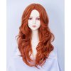 Gerulyss Copper Red Wig for Women Long Wavy Auburn Middle Part Wigs Ginger Synthetic Costume Wig for Halloween,Daily,Party
