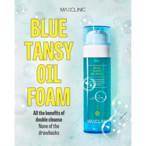 MAXCLINIC [K-Beauty] Blue Tansy Cleansing Oil to Foam | Daily Face Wash Oil Based Cleanser to Foam | Korean Oil Foaming Face Cleanser | Hydrating Facial Cleanser for Dry Sensitive Skin (3.88 oz)