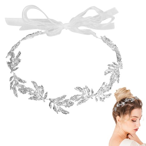 salbsever Crystal Headbands for Women Bridal Headpieces for Wedding Silver Headpiece Wedding Headpiece Leaf Crystal Bridal Hair Accessories Bride Wedding Hair VineBrides Hair Pieces for Women