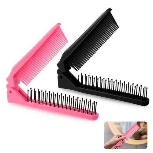 Ouligay 2Pcs Portable Double-Headed Folding Brush - Compact Anti-Static Travel Hair Comb for Purse