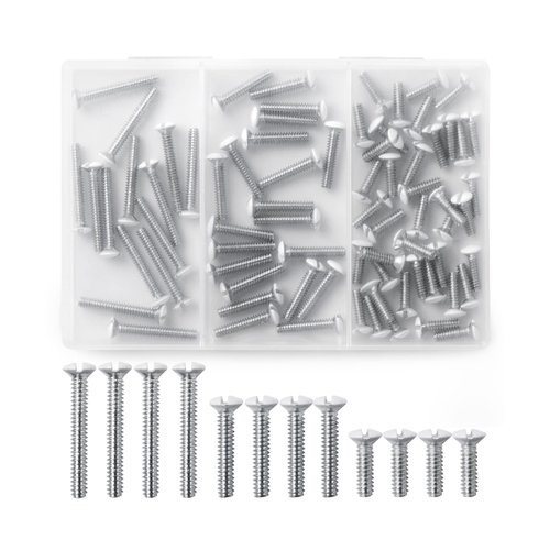 Bates- Wall Plate Screws, 75 Pack Assorted Size, Outlet Screws, Wall Plate Screws White, Outlet Cover Screws White, Long Electrical Outlet Screws, Electrical Screw, Outlet plate Screw, Faceplate Screw