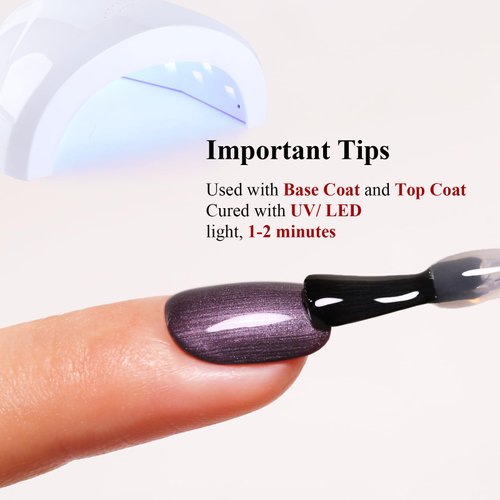 Ozzeal Pearl Gel Nail Polish, Purple Brown Glitter Pearl Gel Nail Polish Sparkle Shimmer Gel Brown Pearl Glitter Nail Polish Fall Winter Soak off LED UV Gel Nail Polish for Art DIY Manicure 15ML