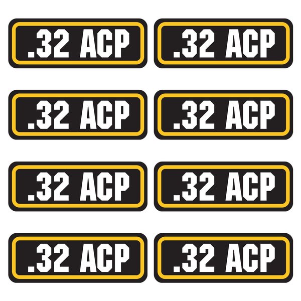 32 ACP Ammo Sticker (3"x1.06",8 Pack) Vinyl Sticker for Ammo Storage Box, Ammo Can, Ammo Box, Great Decals for Ammo Case, Gun Stickers, Bullet Box, Ammo Storage Crate & Pouch Labels for Organizing