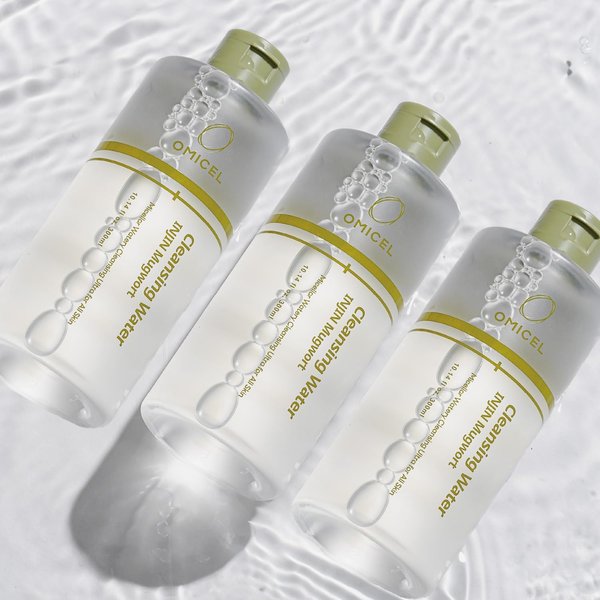 OMICEL INJIN Mugwort Mineral Cleansing Water (3 Count) - Gentle Makeup Remover | Micellar Water with Tea Tree Leaf Water | Glucose-Infused Formula for Effective Cleansing