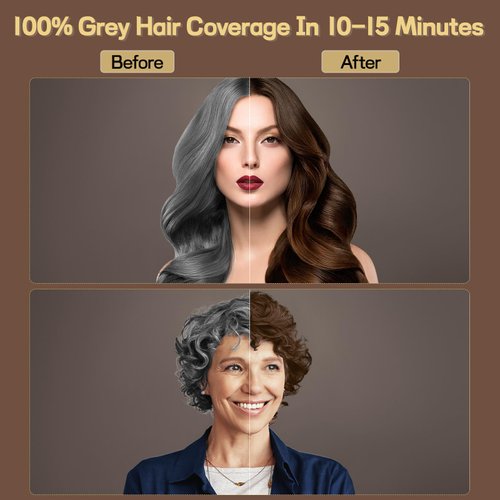 BOJICA COSMTEK Dark Brown Hair Dye shampoo, Hair Color Shampoo for Women, Natural Shampoo Hair Dye 3 in 1 for Gray Hair-100% Grey Hair Coverage/Instant/Herbal Ingredients-17.6 OZ