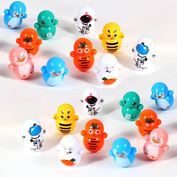 Random Tumbler Wobbler Toys | Stress Relief 50PCS Mini colorful Roly-Poly Wobbling Toy | Cartoon Miniature Figures Self-righting Doll Small Desktop Toy | Tumbler Early Education Toys for Kids or Adult