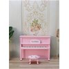 Dollhouse Grand Piano Model with Stool 1:12 Scale Miniature Musical Instrument Desk Ornaments Gift Wooden Elegant Mini House Decoration Artificial House Furniture Accessories (Pink)