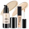 YOUNG VISION Full Coverage Liquid Foundation and Concealer Duo – Long-Wear, Lightweight, Non-Comedogenic, Hydrating, Oil-Free, Waterproof, Skin-Like Finish for All Skin Types