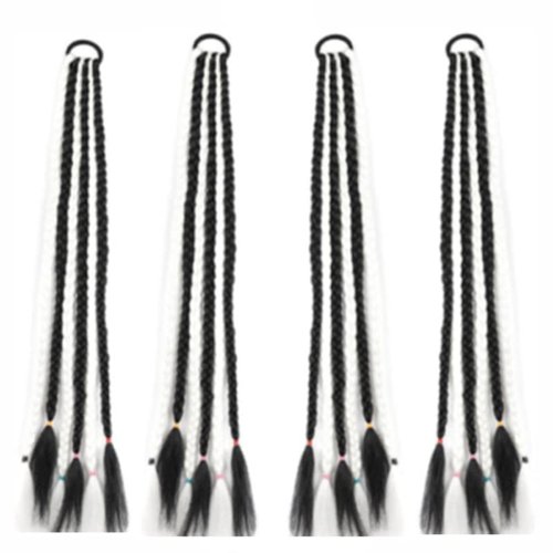 Glowing in Darkness Braiding Hair with Hair Band Jumbo Box Braids Hair Extensions Chain Shining Jumbo Braids Hair Fluorescent Light in Darkness (White Black)