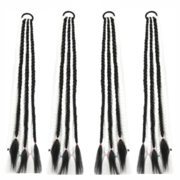 Glowing in Darkness Braiding Hair with Hair Band Jumbo Box Braids Hair Extensions Chain Shining Jumbo Braids Hair Fluorescent Light in Darkness (White Black)