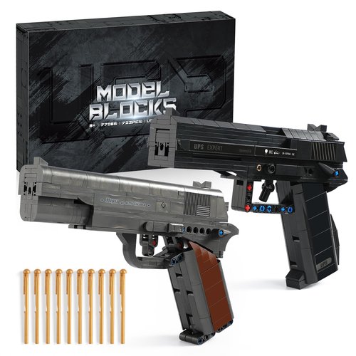 M1911 & USP Building Blocks Guns Compatible with Lego - 723 Pieces Model Gun Building Sets with 2 Shootable Pistol Toys, Great Gun Models Gifts for Kids and Adults