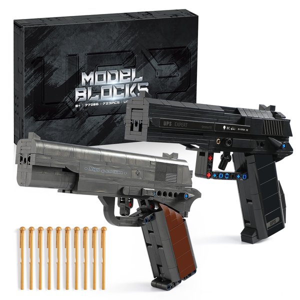 M1911 & USP Building Blocks Guns Compatible with Lego - 723 Pieces Model Gun Building Sets with 2 Shootable Pistol Toys, Great Gun Models Gifts for Kids and Adults