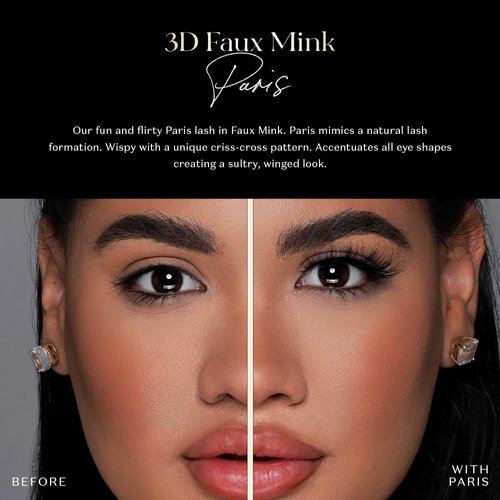 Lilly Lashes 3D Paris Faux Mink Strip Lashes, False Eyelashes Dramatic Look, Reusable False Lashes, Fake Lashes Pack, Lash Strips with Luxury Silk Like Fibers, No Lash Glue Included