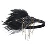 BABEYOND 1920s Flapper Headpiece 20s Gatsby Black Feather Headband Roaring 20s Hair Accessories with Crystal Beads (Black Gold)
