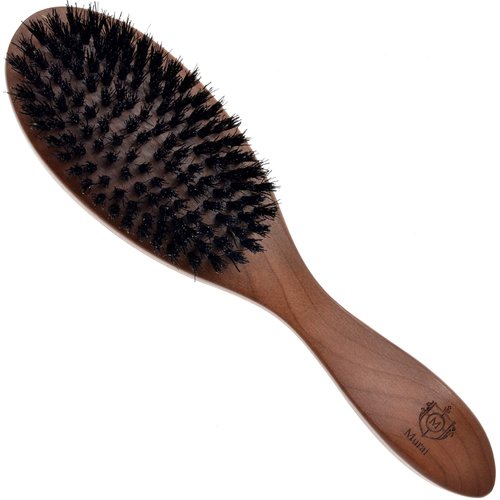 Murai By Giorgio GM6S Oval Cherrywood Facial Hair Brush - Exfoliating Natural Bristle Brush for Beard Grooming and Hair Care