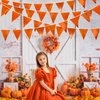 Orange Party Decorations Metallic Fabric Triangle Pennant Banner Flag Bunting Garland for Fall Autumn Thanksgiving Graduation Birthday Wedding Bridal Shower Baby Shower Anniversary Party Supplies