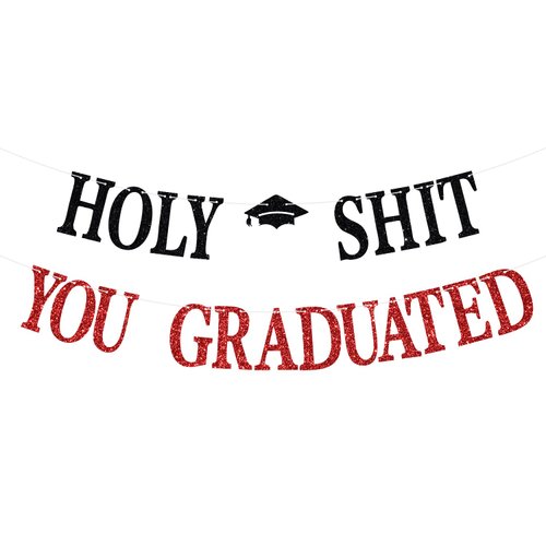 Congrats Grad 2024 Banner, You Did It Hanging Decorations, Glittery Class of 2024 Graduation Party Decorations Supplies(Red)