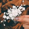 Kesvb Bride Wedding Hair Comb Silver Flower Hair Piece Rhinestone Bridal Side Combs Hair Accessories for Women and Girls