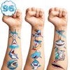 101 PCS Shark Temporary Tattoos Sticker Sea Animal Fish Under The Sea Ocean Birthday Party Decorations Decor Favors Supplies Gifts Boys Girls Baby Shower Cute Fake Tattoo School Reward Themed