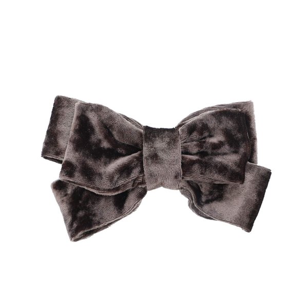 Crushed Velvet Bow Hair Clip for Women and Girls - Small Coffee