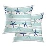 BaoNews Coastal Navy Blue Pillow Covers, Coastal Starfish Repeat Pattern Navy Turquoise Square 20 x 20 Inches Decorative Throw Pillow Covers Cotton Cushion for Sofa Bedroom Car, Blue 06, Set of 2