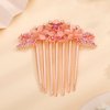 Missgrace Boho Luxury Glitter Sparkly Flower Pink Crystal Rhinestones Hair Side Combs Hairpins Barrettes Bride Hair Clips Accessories for Women Girls (Pink)