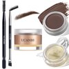 UCANBE Waterproof Eyebrow Gel + Eyebrow Styling Wax 2 in 1 Makeup Kit with 2 Pcs Dual-ended Adjustable Freely Eyebrow Brush Makeup Long Lasting Eyebrows (01 Gel/Brown Pomade, Standard)
