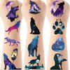 Wolf Party Temporary Tattoos - 8 Sheets Animal Themed Tattoos Birthday Party Favors Supplies Decorations, Beautiful Starry Sky Wolves, Treat Bag Stuffers, Classroom School Prize