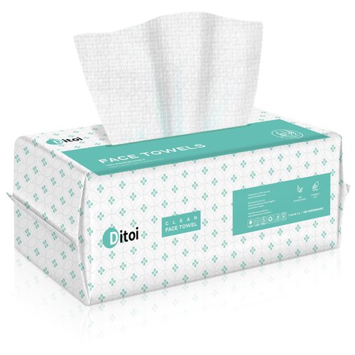 Ditoi Disposable Face Towel, Soft Face Towels, Thicker Facial Tissue for Skin Care, Makeup Remover Dry Wipes, Face Towelettes for Cleansing, 7.8"×8.7" 60 Count