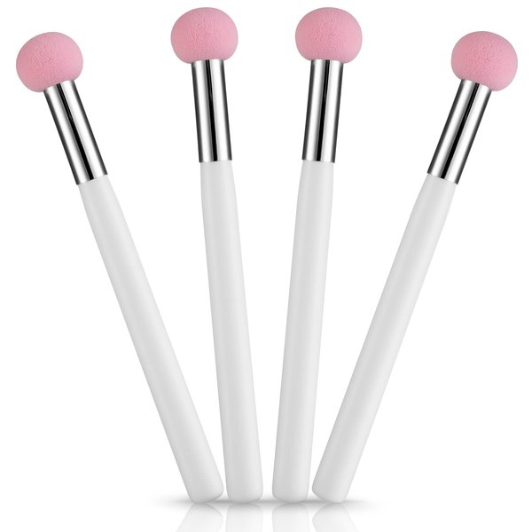 Sibba Foundation Brushes 4 PCS Makeup Setting Powder Blush Beauty Techniques Sponge Angled Stick Liquid Concealer Cream Nose Face Contour Make Up Loose Powder Puff Under Eyeline Set Pressed Blending