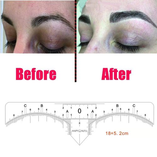 10/50/100 Pcs Microblading Eyebrow Ruler Sticker, Disposable Adhesive Eyebrow Measurement Ruler,Eyebrow Guide Ruler Permanent and Perfect Eyebrow Makeup Tool (50Pcs)